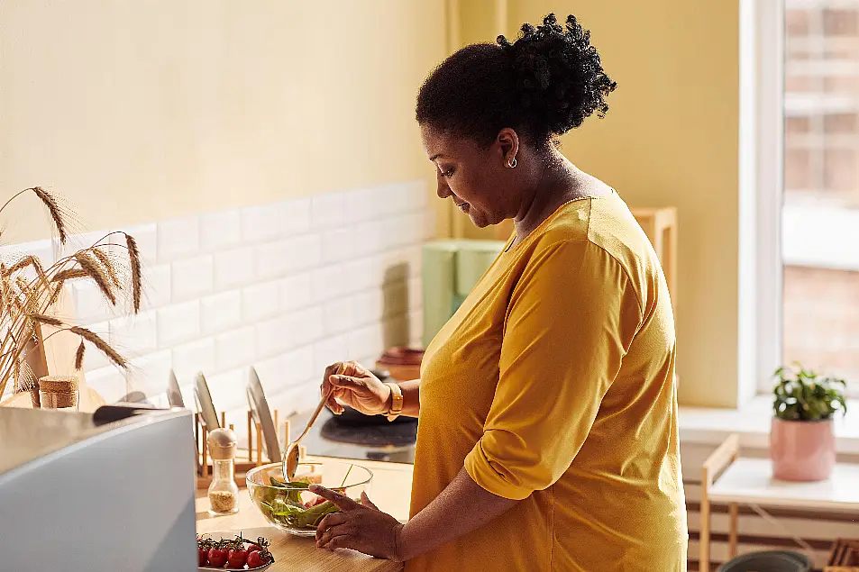 Woman cooking healthy food