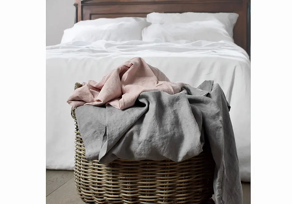 Still White Linen Duvet Cover Set, Chalk Pink Linen Company