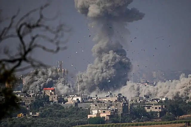 Smoke rises following an Israeli airstrike in the Gaza Strip