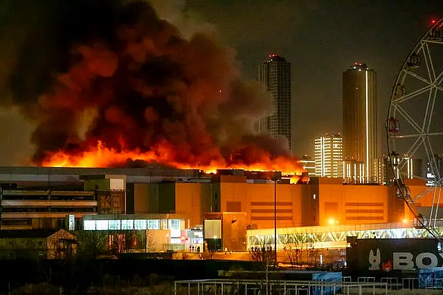 Concert hall on fire