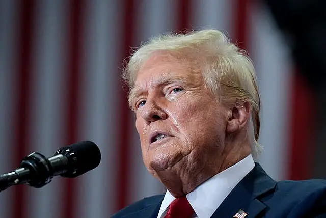 Republican presidential candidate former President Donald Trump speaks at a campaign rally in St Cloud