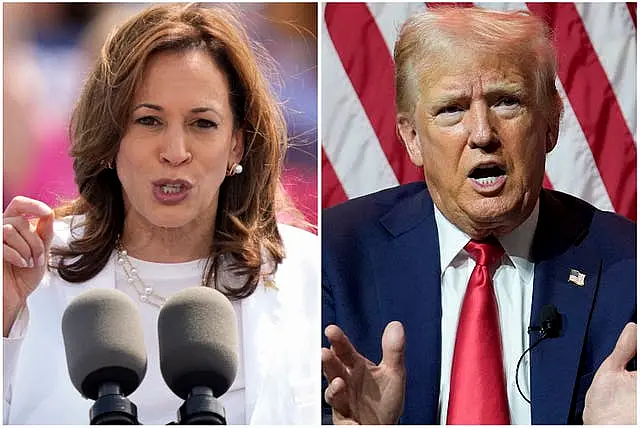 A composite image of Kamala Harris and Donald Trump