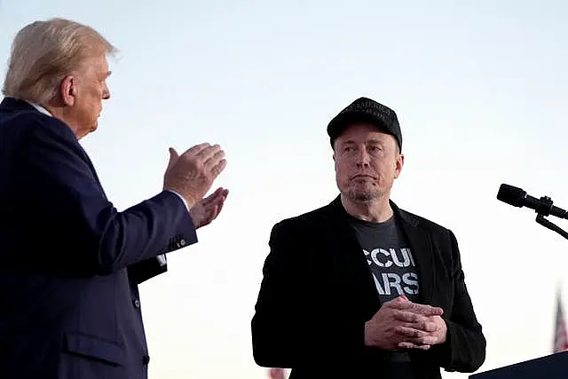 Republican presidential nominee Donald Trump with Elon Musk (Alex Brandon/AP)