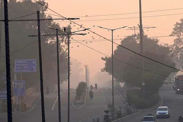 Smog above a city street