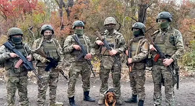 Russian soldiers at an undisclosed location in Ukraine