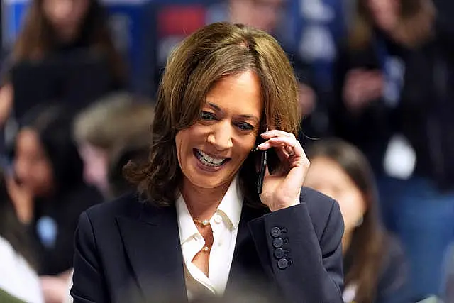 Kamala Harris talking on the phone