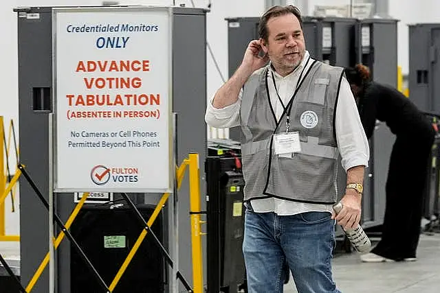 An independent observer at the Fulton County Election Hub and Operation Centre in Georgia