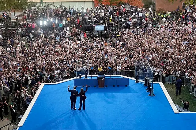 Kamala Harris and her husband after her concession speech