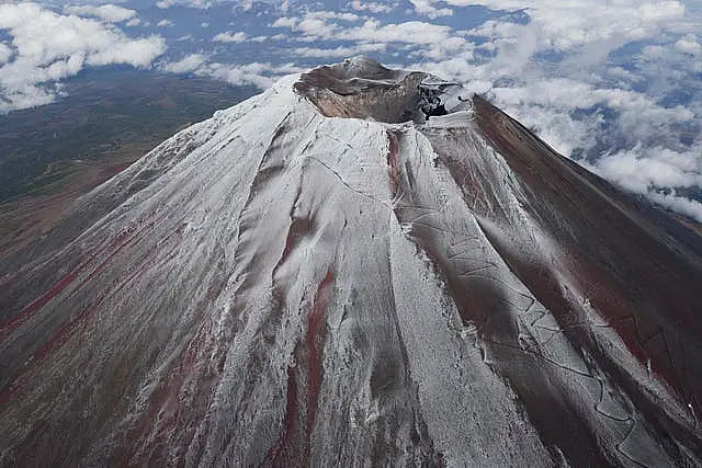 Mount Fuji capped with snow