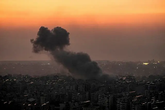 Smoke rises from an Israeli airstrike on Dahiyeh, in the southern suburb of Beirut, Lebanon