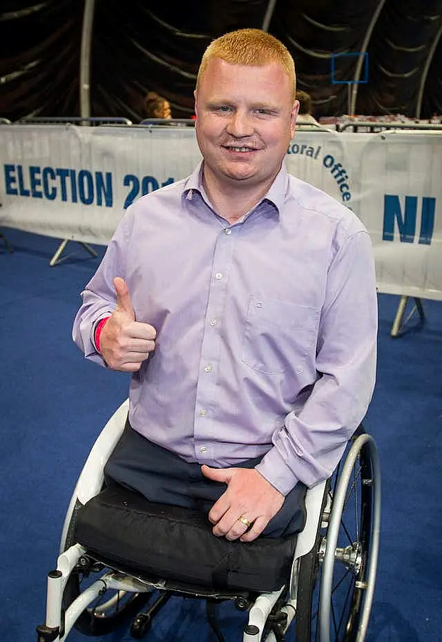 UUP MLA Andy Allen gives a thumbs-up