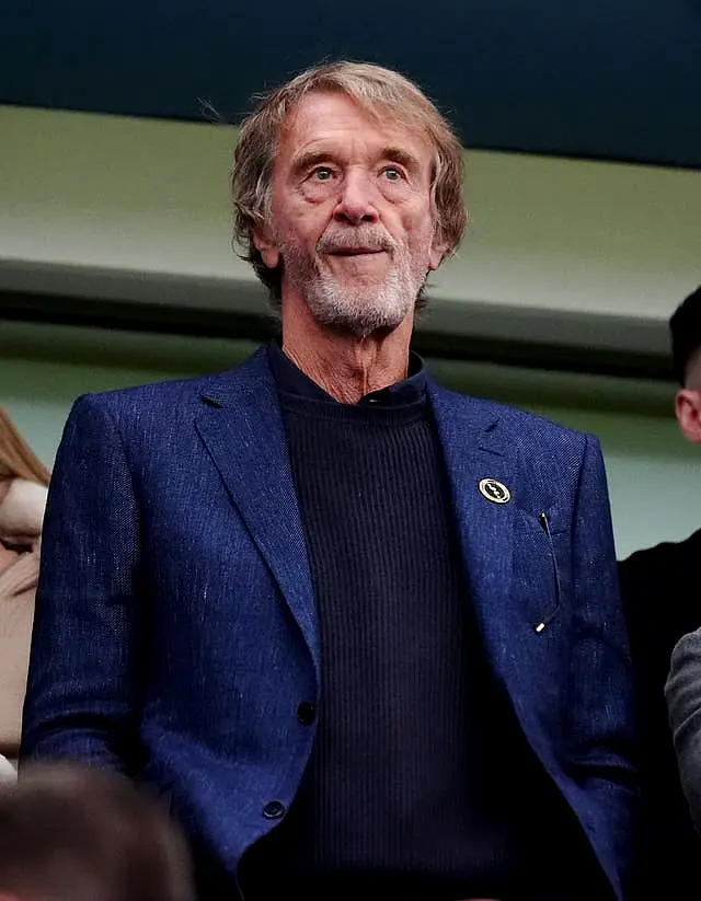 Manchester United co-owner Sir Jim Ratcliffe pictured in the stands