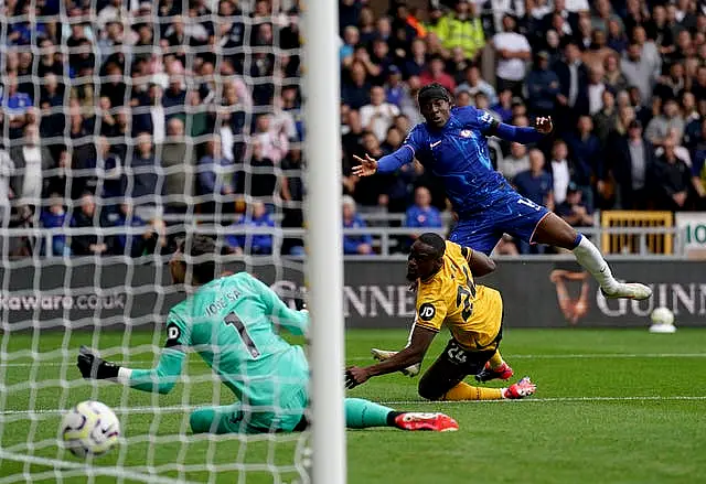 Noni Madueke fires underneath the goalkeeper