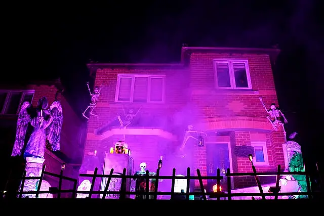 A house decorated for Halloween in Ashford, Kent