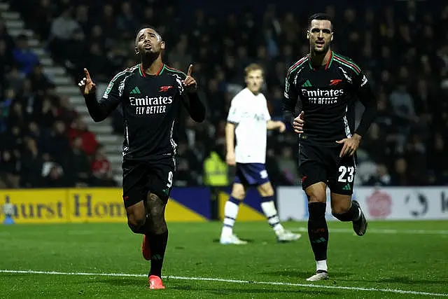 Gabriel Jesus, left, celebrates his goal