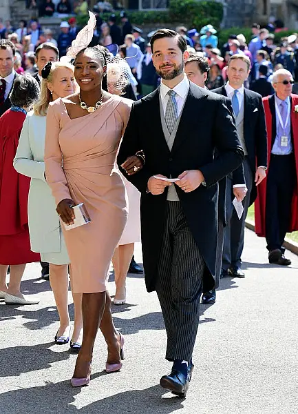 Serena Williams and her husband Alexis Ohanian arrive at St George’s Chapel at Windsor Castle for the wedding of Meghan Markle and Prince Harry