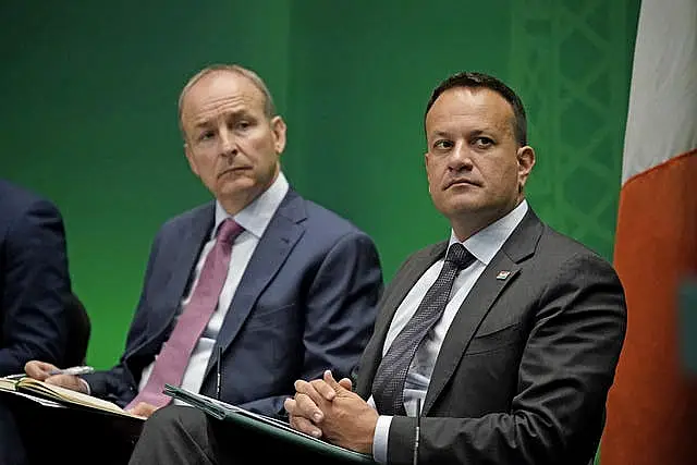 Fianna Fail leader Micheal Martin and former Fine Gael leader Leo Varadkar