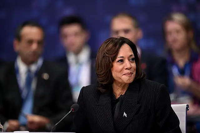 US Vice President Kamala Harris attends the second day of the AI safety summit, the first global summit on the safe use of artificial intelligence, at Bletchley Park in Milton Keynes, Buckinghamshire in November 2023