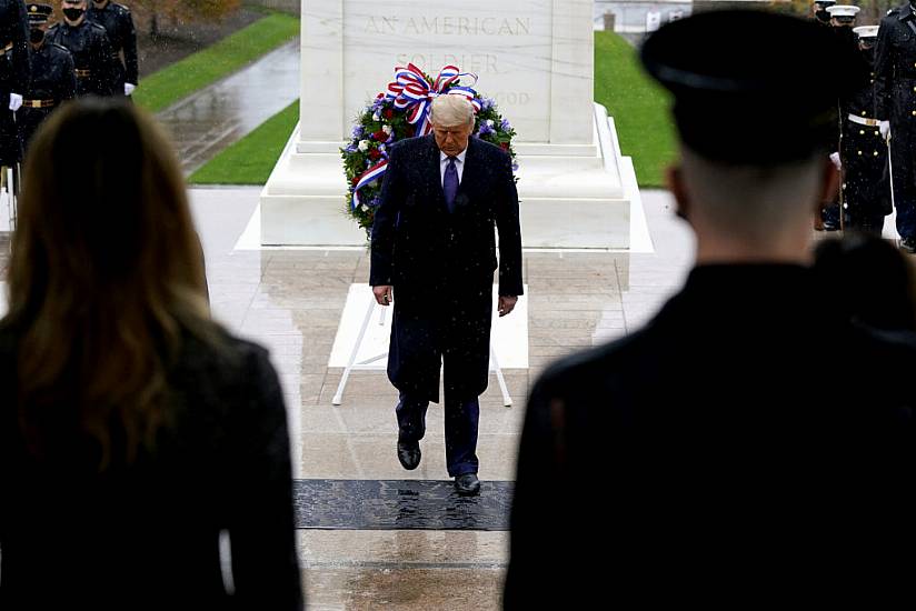 Trump Emerges From White House To Mark Veterans Day