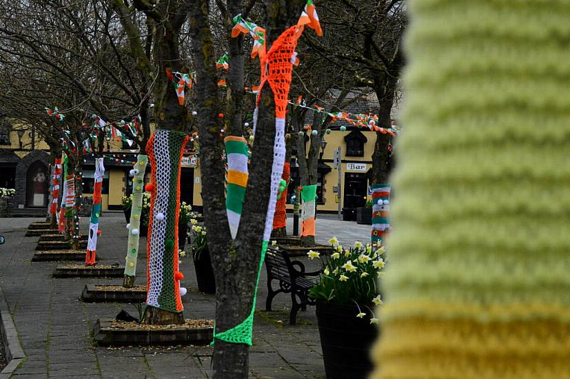 Knitters Yarn Bomb Dunboyne Village For St Patrick's Day