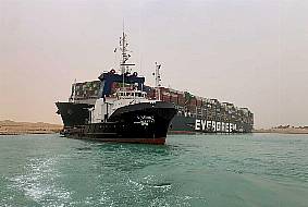 Cargo Ship Stranded In Suez Canal Blocking Shipping Worldwide