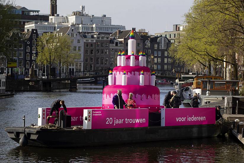 Inflatable Pink Cake Sails Down Canals As Amsterdam Celebrates Same-Sex Weddings