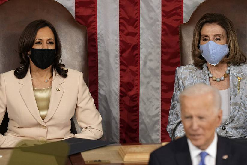 Landmark Moment For Kamala Harris And Nancy Pelosi During Joe Biden Speech