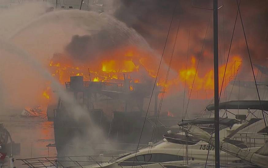 16 Boats Engulfed By Fire In Hong Kong Typhoon Shelter