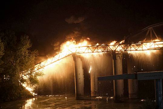 Fire Damages Historic Bridge In Rome