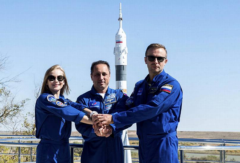 Russian Film Crew Blast Offs To Make First Film In Space