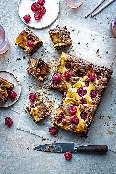 Donal Skehan’s Perfect Fudgy Dark And White Ripple Brownies With Raspberries