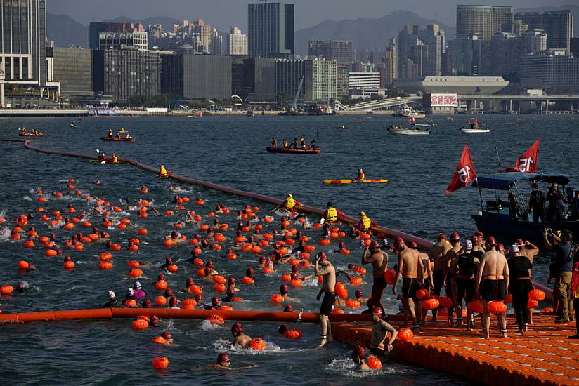 Swimmers Race Across Hong Kong’s Victoria Bay