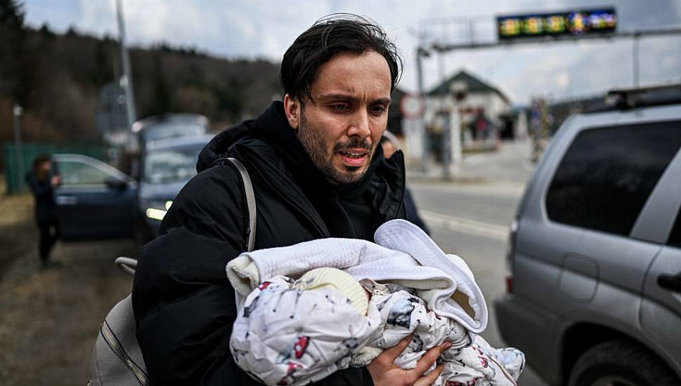 Long Queues Form At Central Europe Border Crossings As People Flee Ukraine