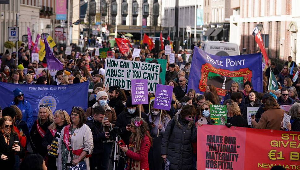 Hundreds Attend 'No Woman Left Behind' Rally At Leinster House