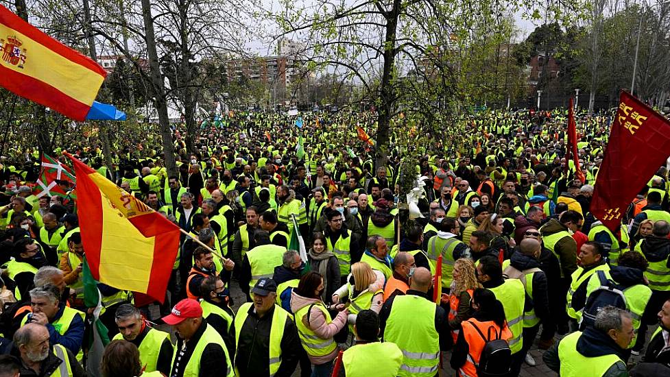 Spanish Truckers Protest In Madrid After Rejecting New Government Aid Package