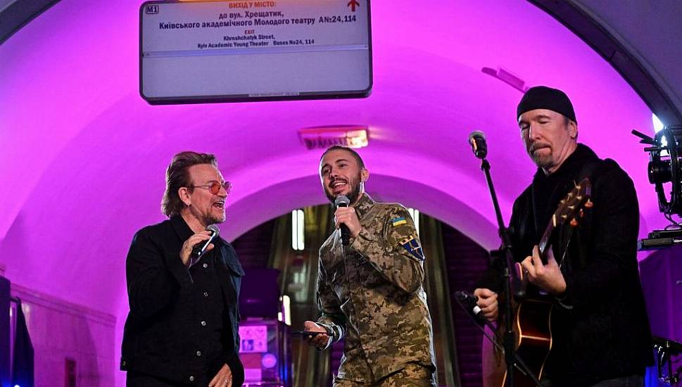 Bono And The Edge Perform In Kyiv Bomb Shelter In Show Of Support For Ukraine