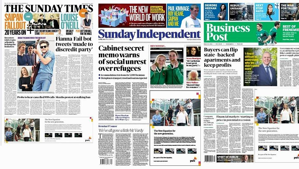 What The Papers Say: Sunday's Front Pages