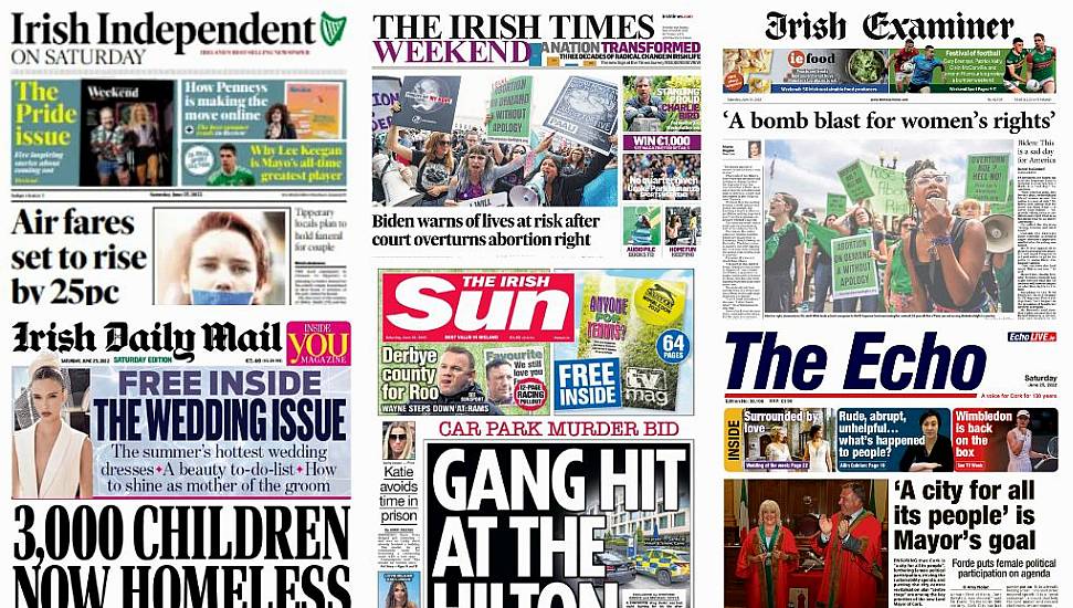 What The Papers Say: Saturday's Front Pages