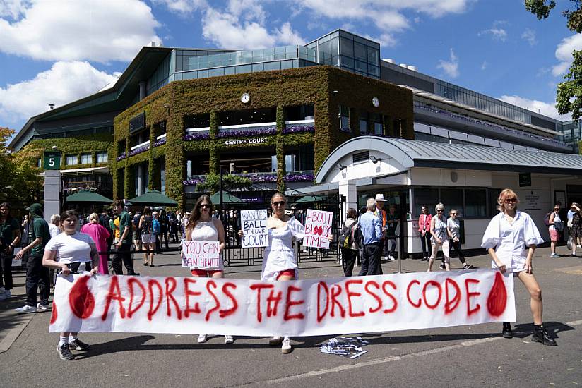 Group In Red Shorts Protest Against Wimbledon Dress Code Over Period Concerns