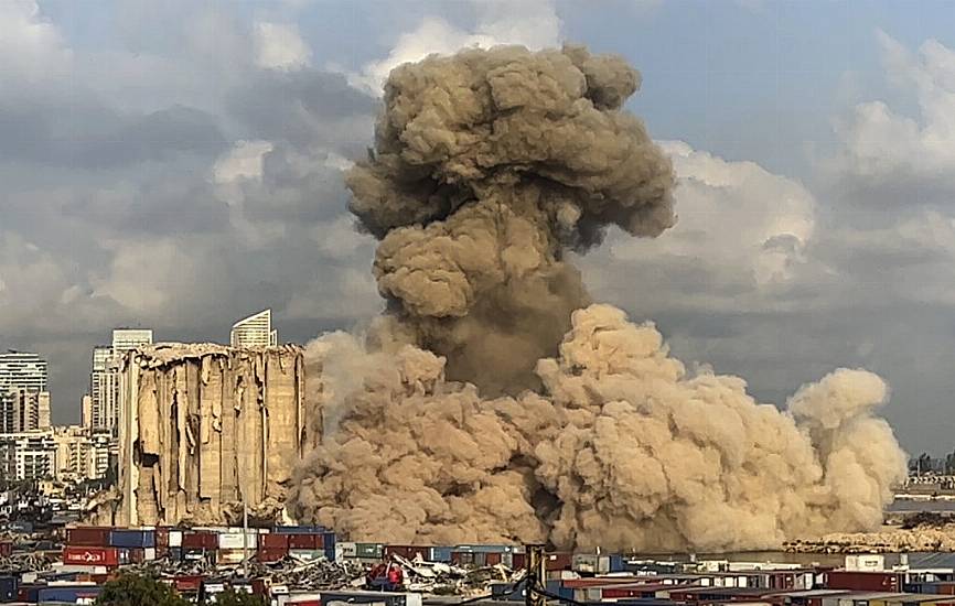 Large Section Of Beirut Port Silos Collapses