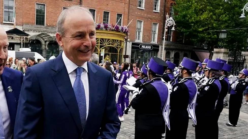 Taoiseach Greets Us Marching Band Ahead Of American Football Clash In Dublin