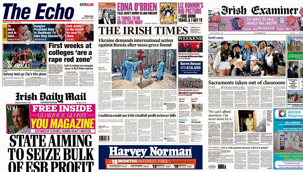 What The Papers Say: Saturday's Front Pages