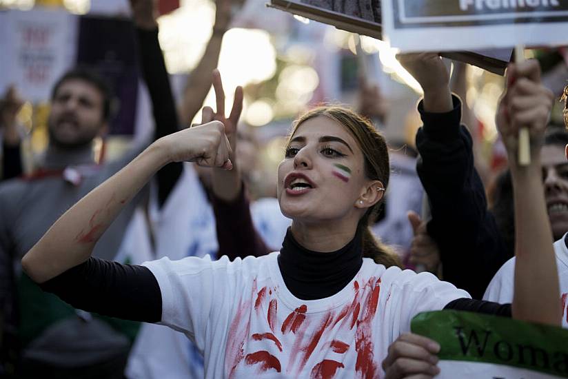 Chanting Crowds March In Germany And Us In Support Of Iran Demonstrators