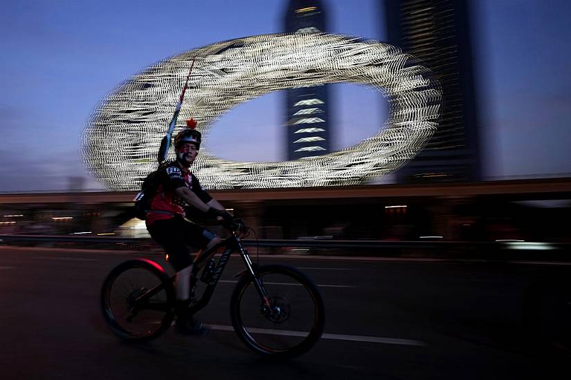 Tens Of Thousands Of Cyclists Ride On Skyscraper-Lined Superhighway In Dubai