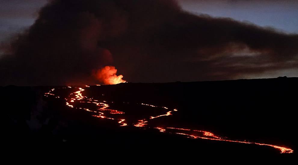 Volcanic Lava Approaches Key Road On Hawaii’s Big Island