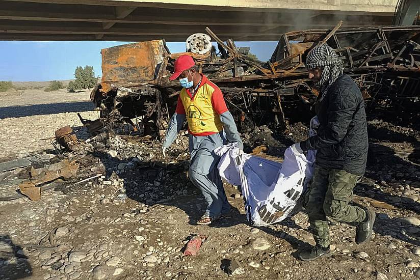 Forty Dead After Bus Crashes And Catches Fire In Pakistan