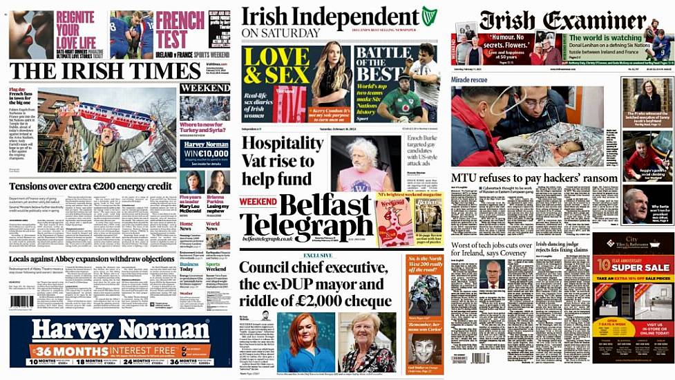 What The Papers Say: Saturday's Front Pages