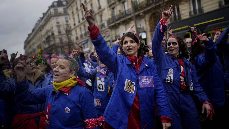 Thousands March Against French Pension Reforms On International Women’s Day