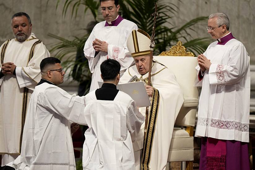 Pope Leads Holy Thursday Service In Vatican Basilica