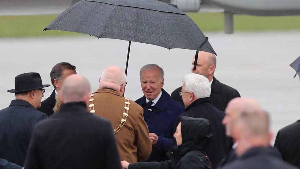 Biden Braves Wet And Windy Conditions On Arrival At Dublin Airport